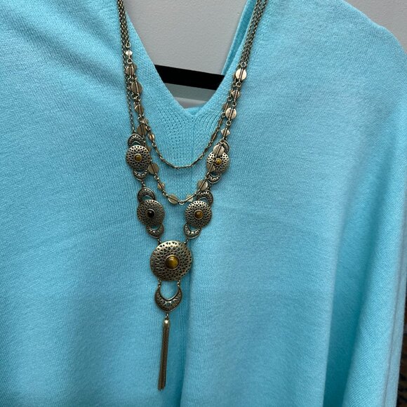 Lucky Brand Long 3-Strand Tiger’s Eye and Brass-Tone Disc Necklace - Picture 12 of 15